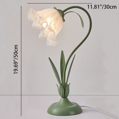 Traditional Rustic Flower Iron Acrylic 1-Light Table Lamp For Study