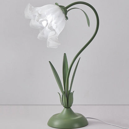 Traditional Rustic Flower Iron Acrylic 1-Light Table Lamp For Study