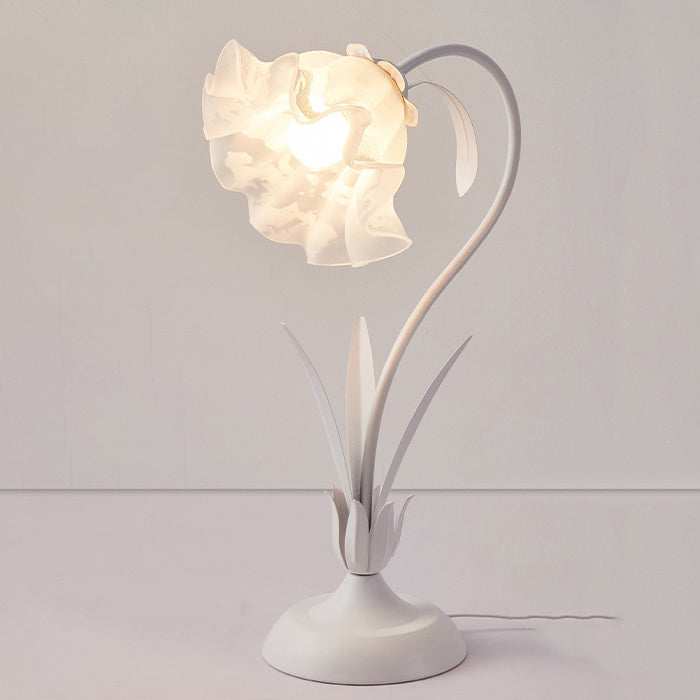 Traditional Rustic Flower Iron Acrylic 1-Light Table Lamp For Study