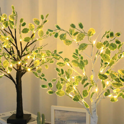 Traditional Rustic Plastics Tree LED USB Battery Table Lamp For Living Room
