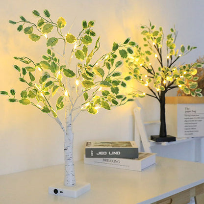 Traditional Rustic Plastics Tree LED USB Battery Table Lamp For Living Room