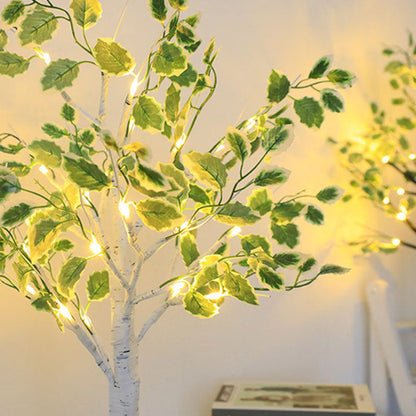 Traditional Rustic Plastics Tree LED USB Battery Table Lamp For Living Room