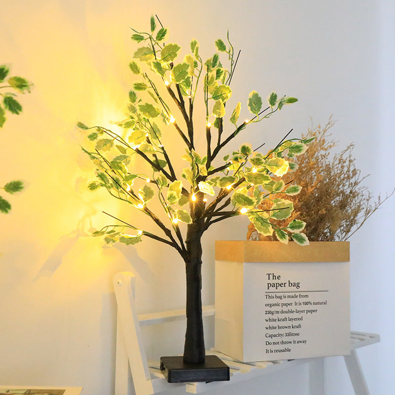 Traditional Rustic Plastics Tree LED USB Battery Table Lamp For Living Room