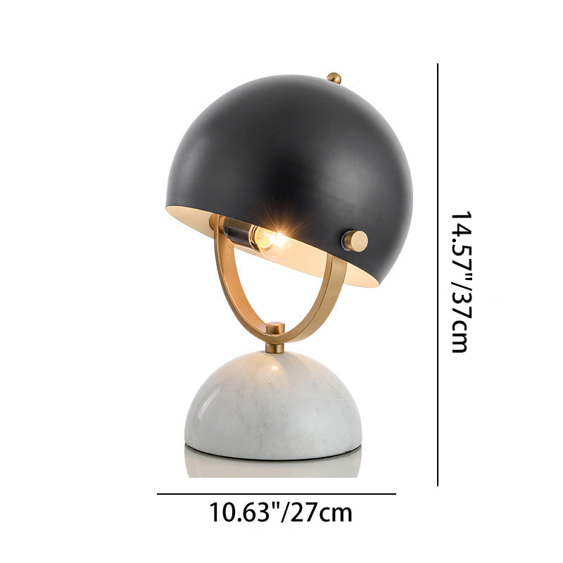 Traditional Vintage Hat Shape Marble Iron 1-Light Table Lamp For Study