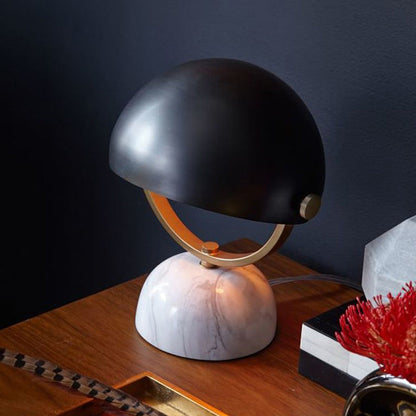 Traditional Vintage Hat Shape Marble Iron 1-Light Table Lamp For Study