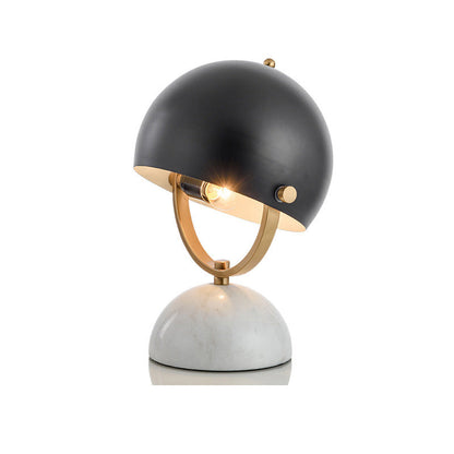 Traditional Vintage Hat Shape Marble Iron 1-Light Table Lamp For Study