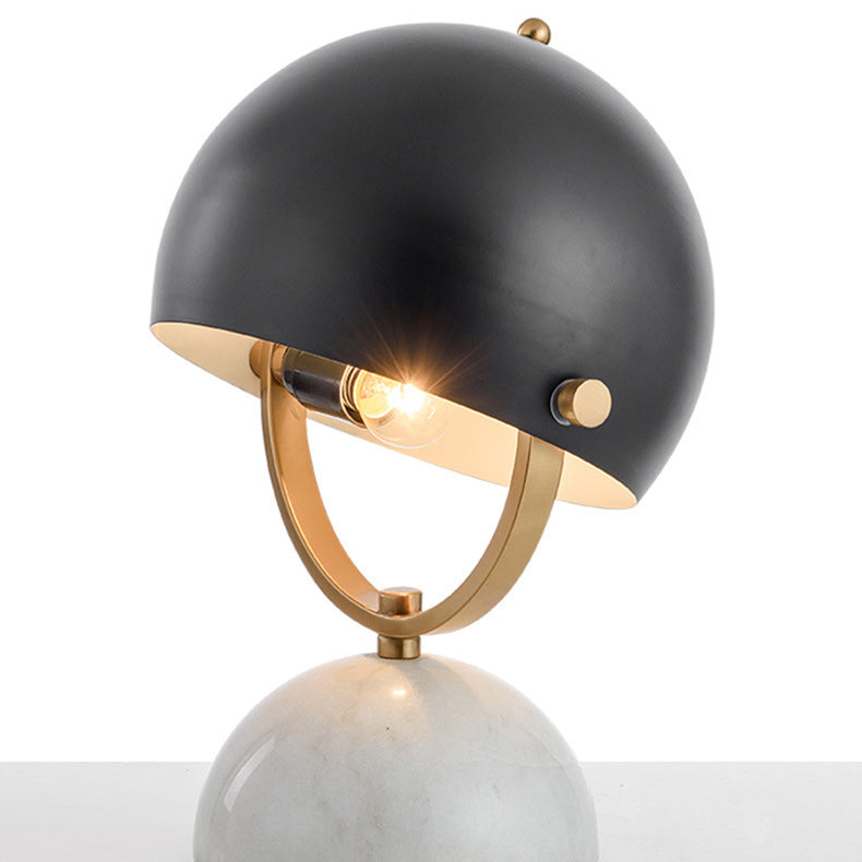 Traditional Vintage Hat Shape Marble Iron 1-Light Table Lamp For Study