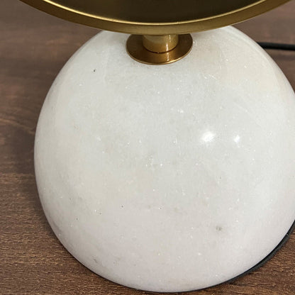 Traditional Vintage Hat Shape Marble Iron 1-Light Table Lamp For Study