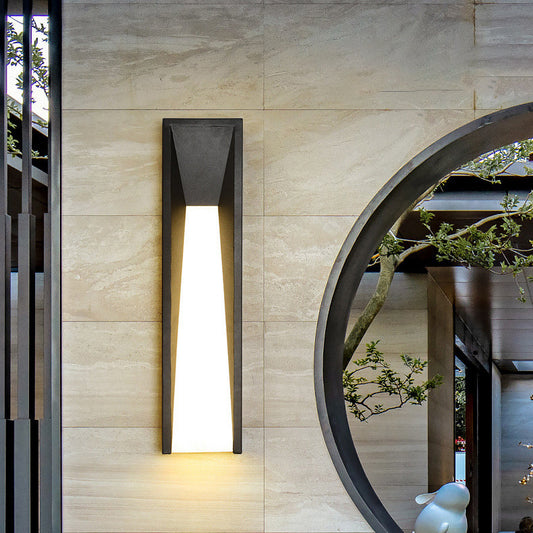 Modern Minimalist Waterproof Rectangular Stainless Steel Acrylic LED Outdoor Wall Sconce Lamp For Garden