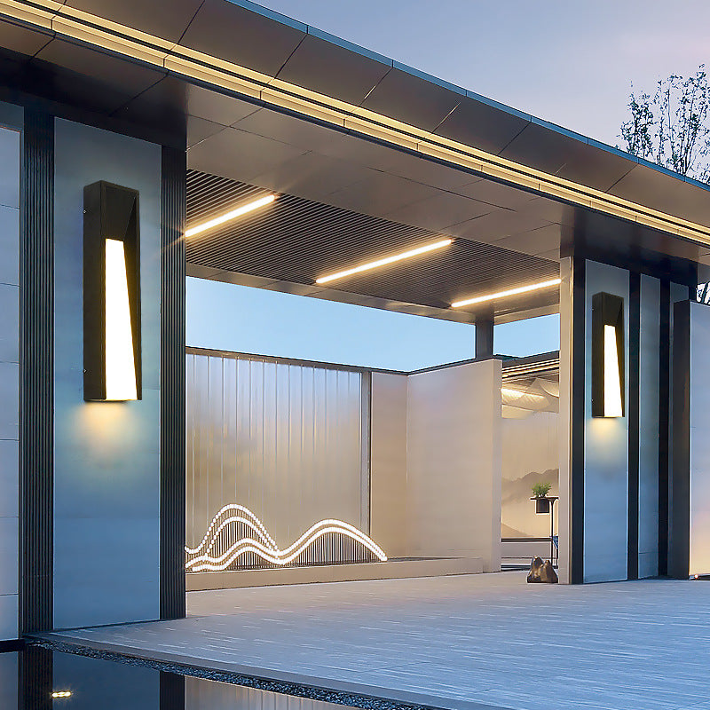 Modern Minimalist Waterproof Rectangular Stainless Steel Acrylic LED Outdoor Wall Sconce Lamp For Garden