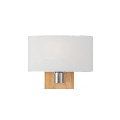 Contemporary Nordic Rectangular Wood Glass 1-Light Wall Sconce Lamp For Bedroom