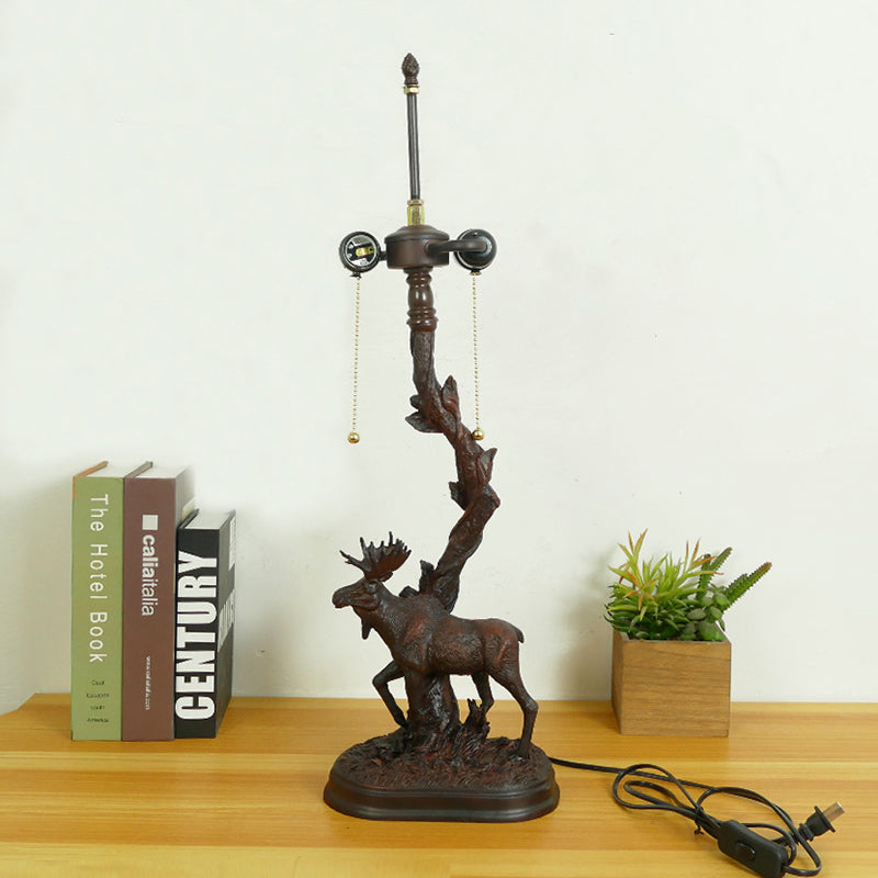 Traditional Tiffany Deer Resin Glass 1-Light Table Lamp For Study