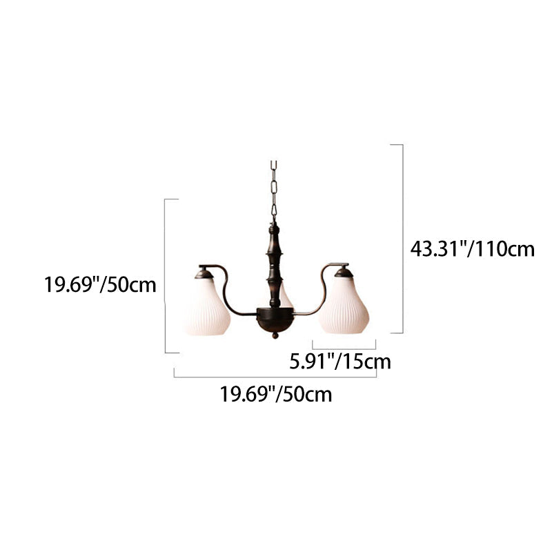 Traditional French Vase Iron Glass 3/5-Light Chandelier For Living Room