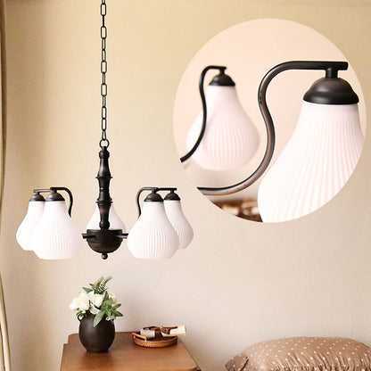 Traditional French Vase Iron Glass 3/5-Light Chandelier For Living Room
