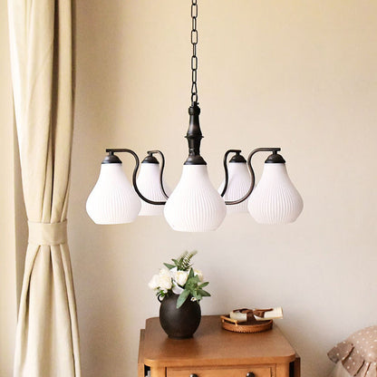 Traditional French Vase Iron Glass 3/5-Light Chandelier For Living Room