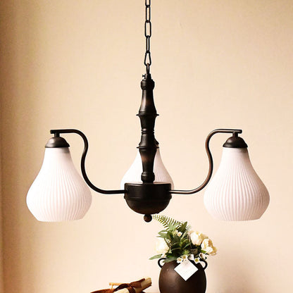 Traditional French Vase Iron Glass 3/5-Light Chandelier For Living Room
