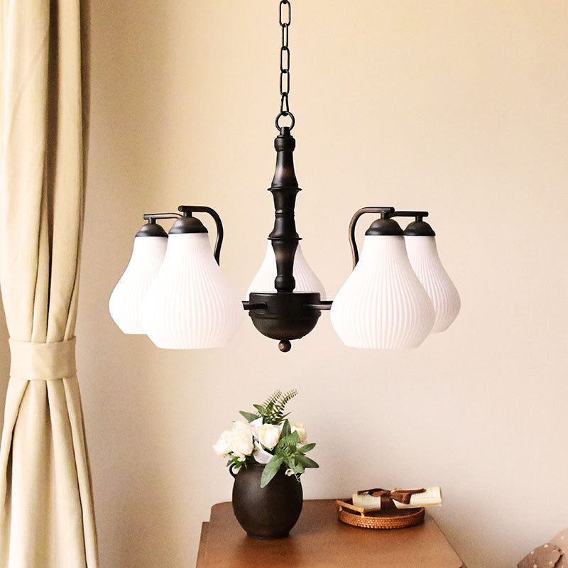 Traditional French Vase Iron Glass 3/5-Light Chandelier For Living Room