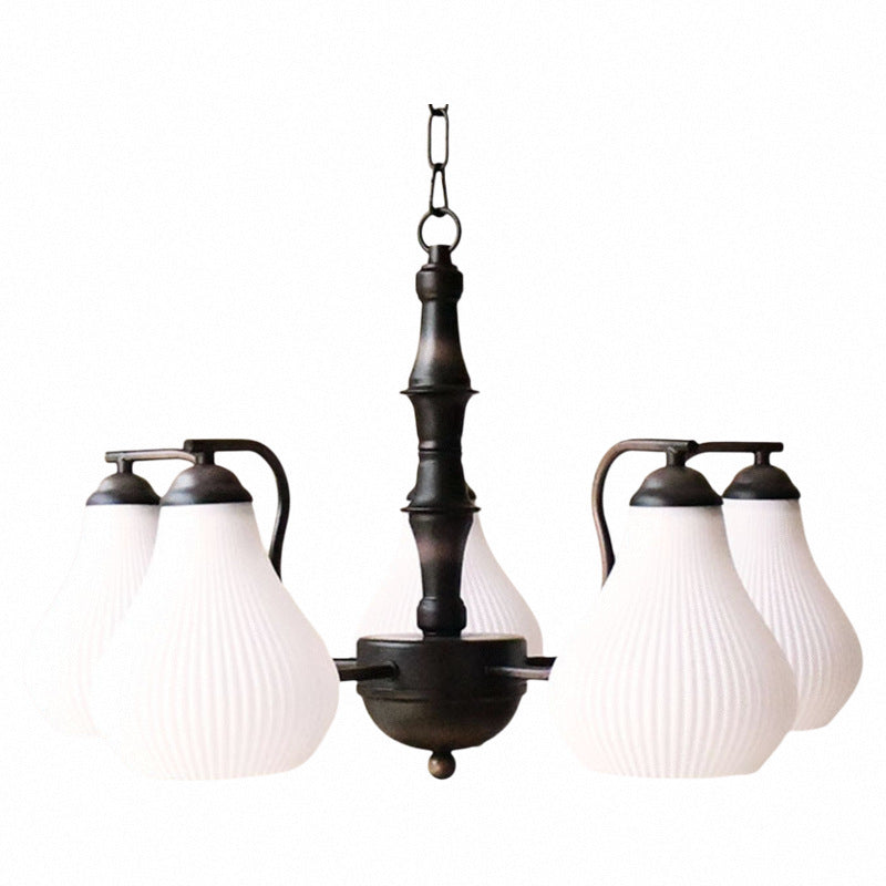 Traditional French Vase Iron Glass 3/5-Light Chandelier For Living Room