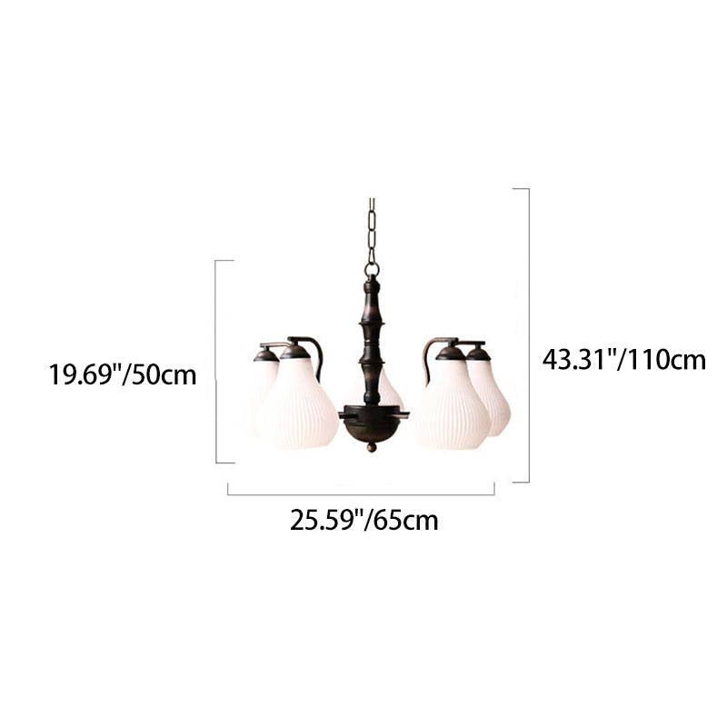 Traditional French Vase Iron Glass 3/5-Light Chandelier For Living Room