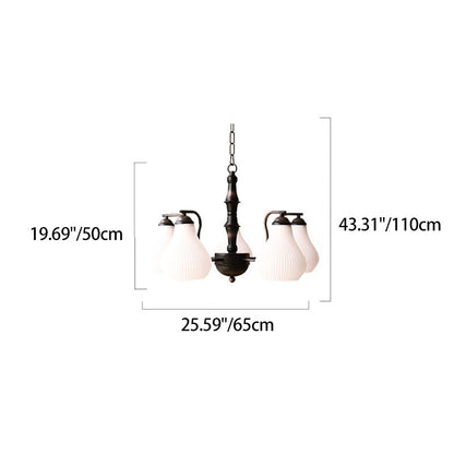 Traditional French Vase Iron Glass 3/5-Light Chandelier For Living Room