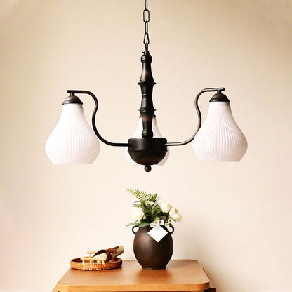 Traditional French Vase Iron Glass 3/5-Light Chandelier For Living Room
