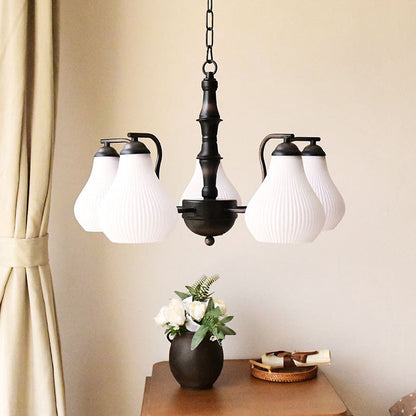 Traditional French Vase Iron Glass 3/5-Light Chandelier For Living Room