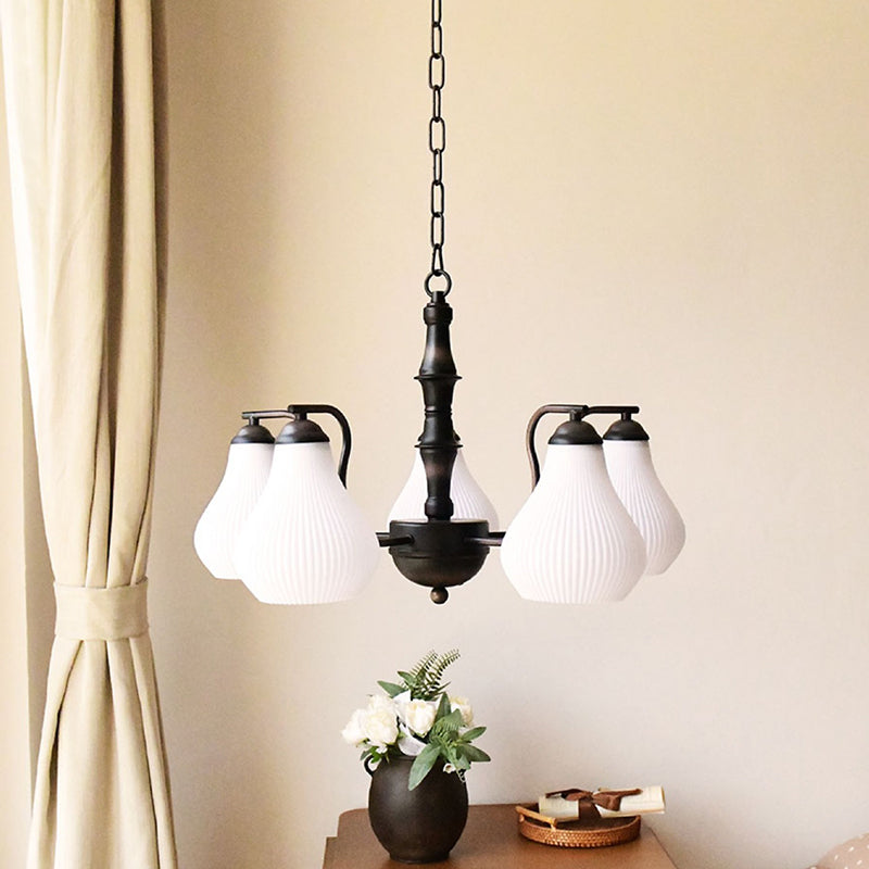 Traditional French Vase Iron Glass 3/5-Light Chandelier For Living Room