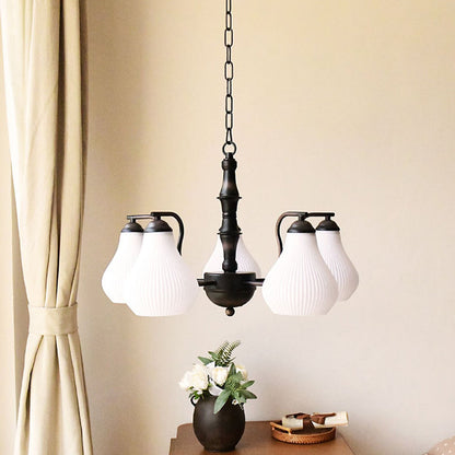 Traditional French Vase Iron Glass 3/5-Light Chandelier For Living Room