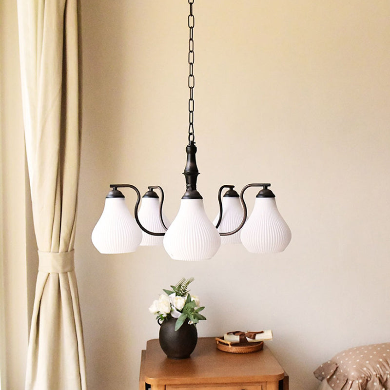 Traditional French Vase Iron Glass 3/5-Light Chandelier For Living Room