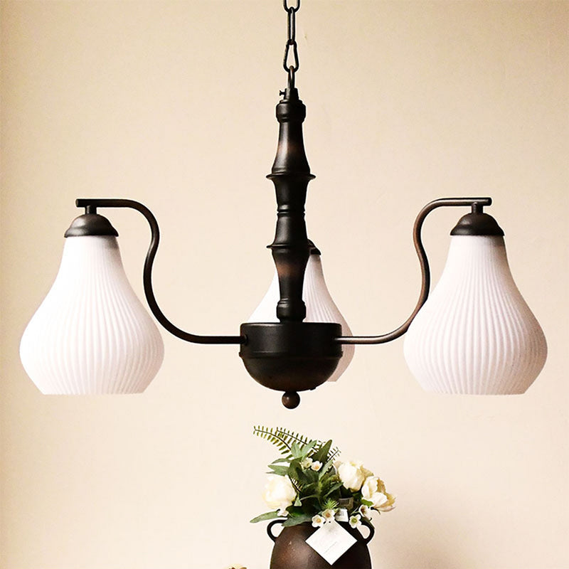 Traditional French Vase Iron Glass 3/5-Light Chandelier For Living Room