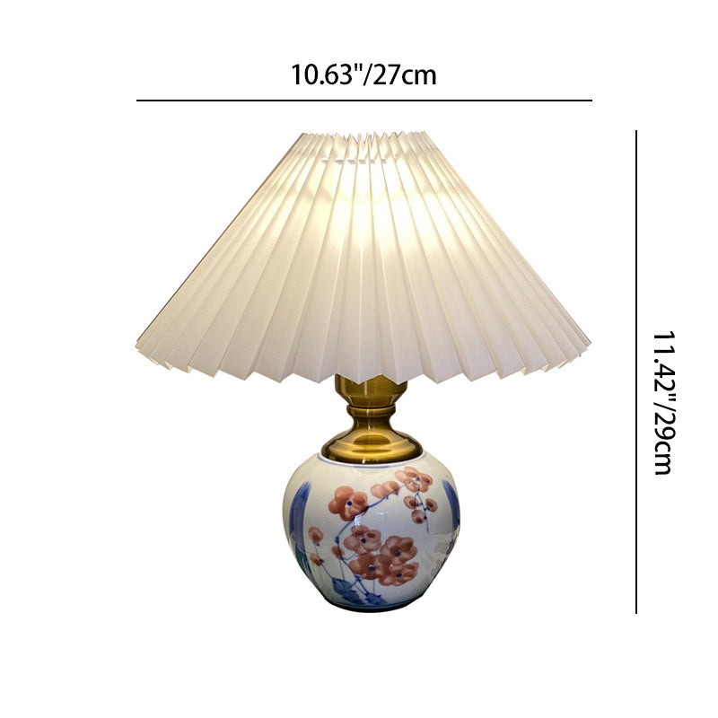 Contemporary Creative Pleated PVC & Ceramic Metal 1-Light Table Lamp For Study