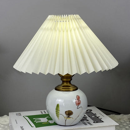 Contemporary Creative Pleated PVC & Ceramic Metal 1-Light Table Lamp For Study