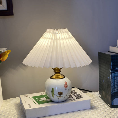 Contemporary Creative Pleated PVC & Ceramic Metal 1-Light Table Lamp For Study