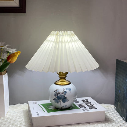 Contemporary Creative Pleated PVC & Ceramic Metal 1-Light Table Lamp For Study