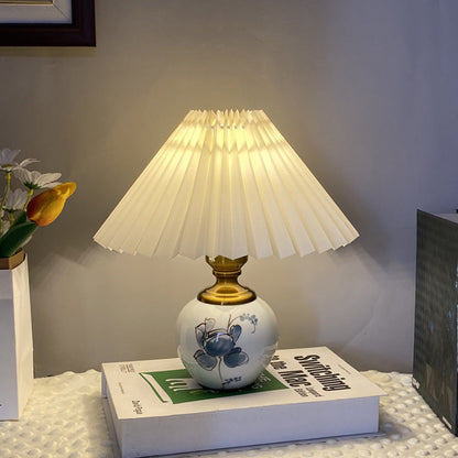 Contemporary Creative Pleated PVC & Ceramic Metal 1-Light Table Lamp For Study