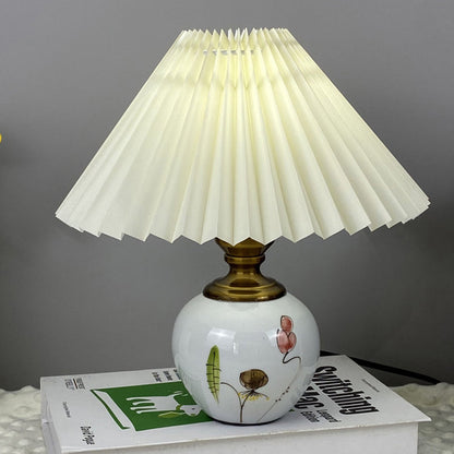 Contemporary Creative Pleated PVC & Ceramic Metal 1-Light Table Lamp For Study