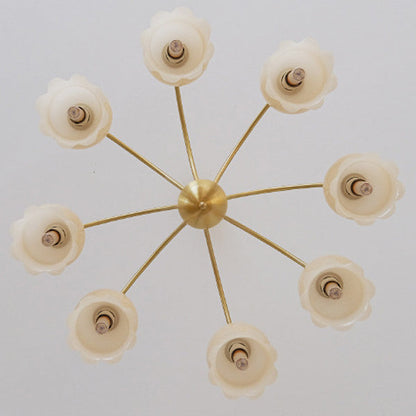 Traditional Rustic Tulip Floral Copper Resin 3/5/6/8-Light Chandelier For Living Room
