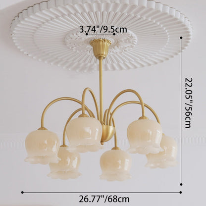 Traditional Rustic Tulip Floral Copper Resin 3/5/6/8-Light Chandelier For Living Room