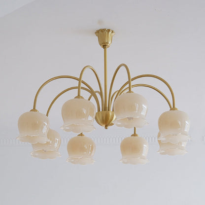 Traditional Rustic Tulip Floral Copper Resin 3/5/6/8-Light Chandelier For Living Room