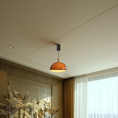 Traditional Vintage Semicircular Acrylic Wood Metal 1-Light Pendant Light For Dining Room