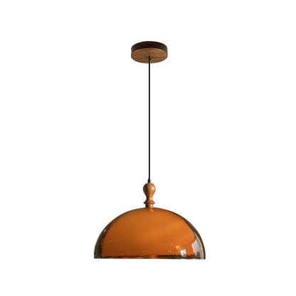 Traditional Vintage Semicircular Acrylic Wood Metal 1-Light Pendant Light For Dining Room