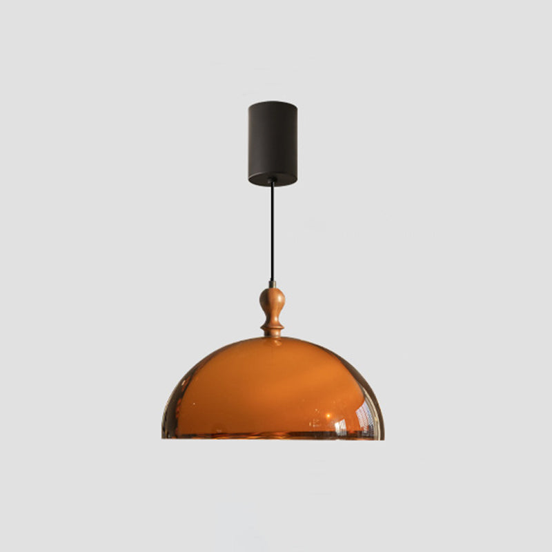 Traditional Vintage Semicircular Acrylic Wood Metal 1-Light Pendant Light For Dining Room