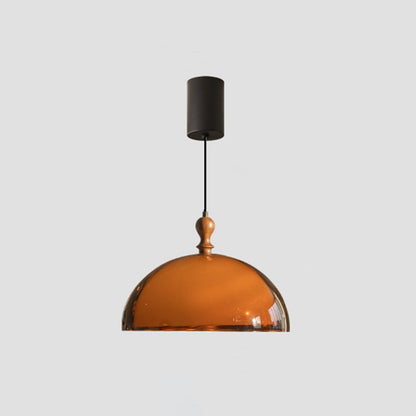 Traditional Vintage Semicircular Acrylic Wood Metal 1-Light Pendant Light For Dining Room