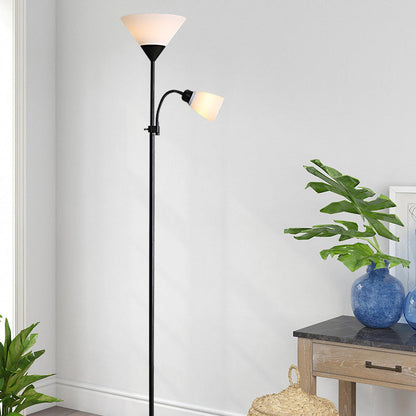 Modern Minimalist Fan Shape Iron Acrylic 1/2-Light Standing Floor Lamp For Study