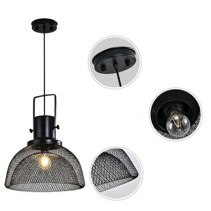 Contemporary Industrial Grid Birdcage Iron 1-Light Pendant Light For Dining Room