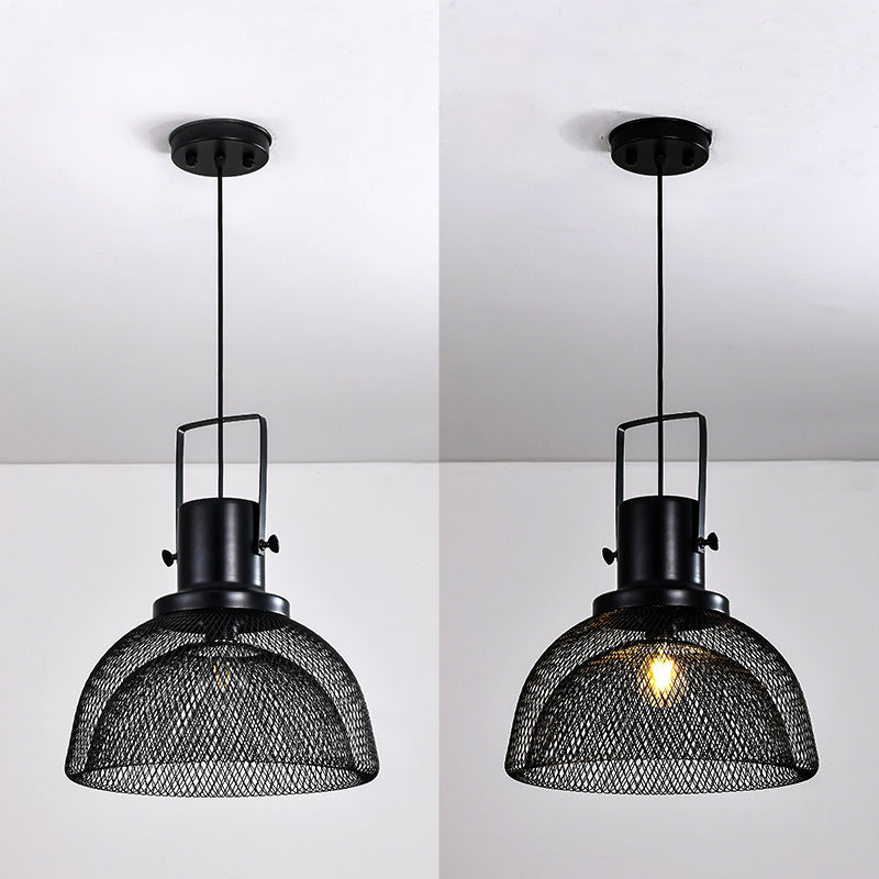 Contemporary Industrial Grid Birdcage Iron 1-Light Pendant Light For Dining Room