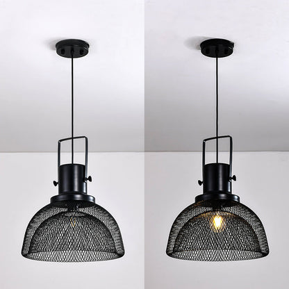 Contemporary Industrial Grid Birdcage Iron 1-Light Pendant Light For Dining Room