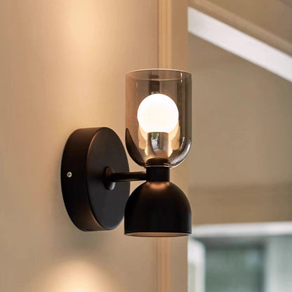 Modern Art Deco Wine Cup Iron Aluminum Glass 2-Light Wall Sconce Lamp For Hallway
