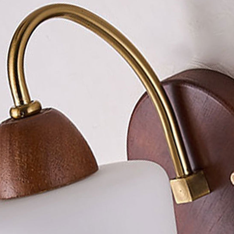 Traditional Vintage Vase Solid Wood Iron Glass 1-Light Wall Sconce Lamp For Bedroom