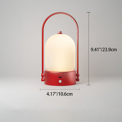 Modern Minimalist Oval Metal Iron Glass Inductive Portable USB LED Table Lamp For Bedroom